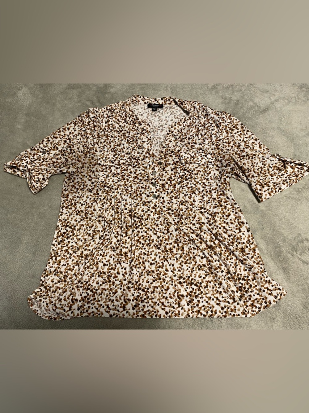Cocomo Petite Cream Dress with Brown and Tan Spot Print